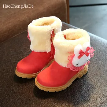 

2018 New Princess Girls Boots Children Shoes Winter Plush Warm Bow Fashion Girl Snow Boots Kids Soft Bow Cute Girls Shoes
