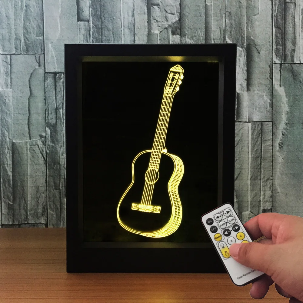 3D гитара фото рамка пульт управления 7 цветов смены USB светодиодный ночсветильник