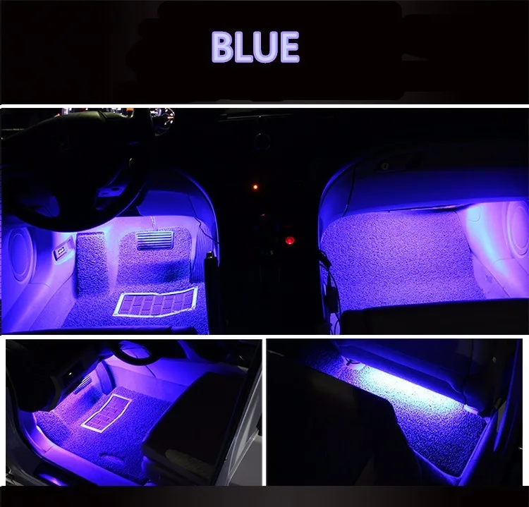 4x9 светодиодный RGB полноцветный интерьер автомобиля под приборной панелью сиденье внутри светильник дистанционное управление аксессуары декоративный светильник s