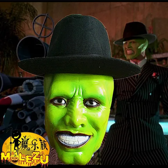 Halloween The Mask Jim Carrey Cosplay Green Mask Costume Adult Fancy