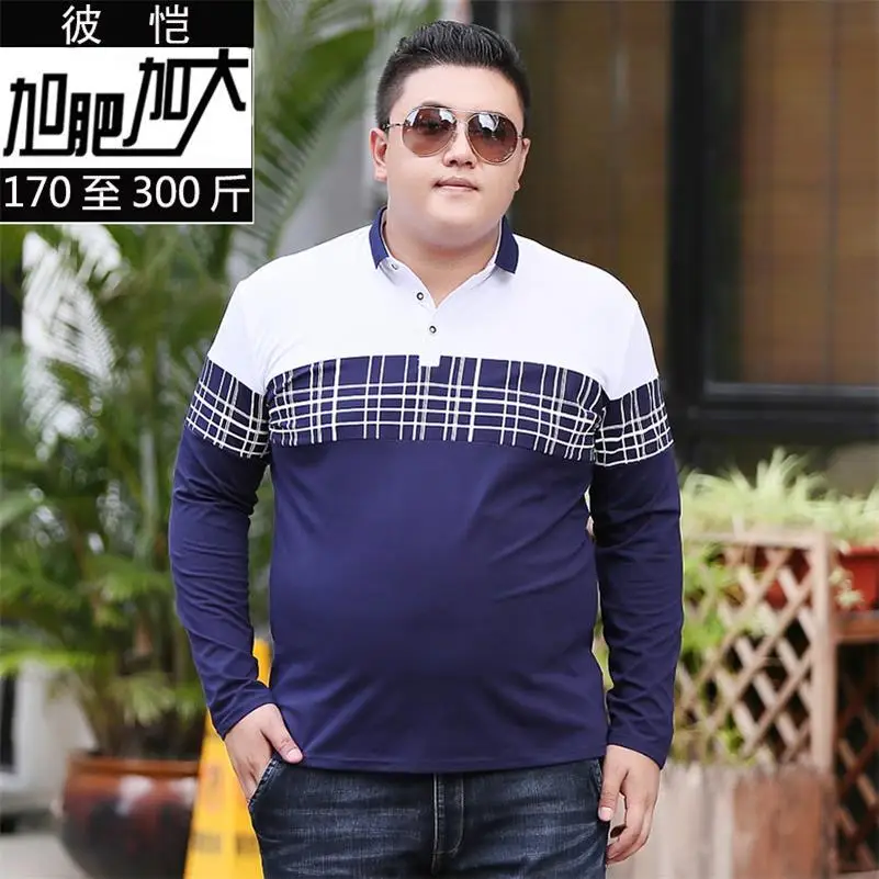 10XL 8XL 6XL 5XL 2018 Новая Мужская Лоскутная рубашка поло с длинным рукавом контрастного