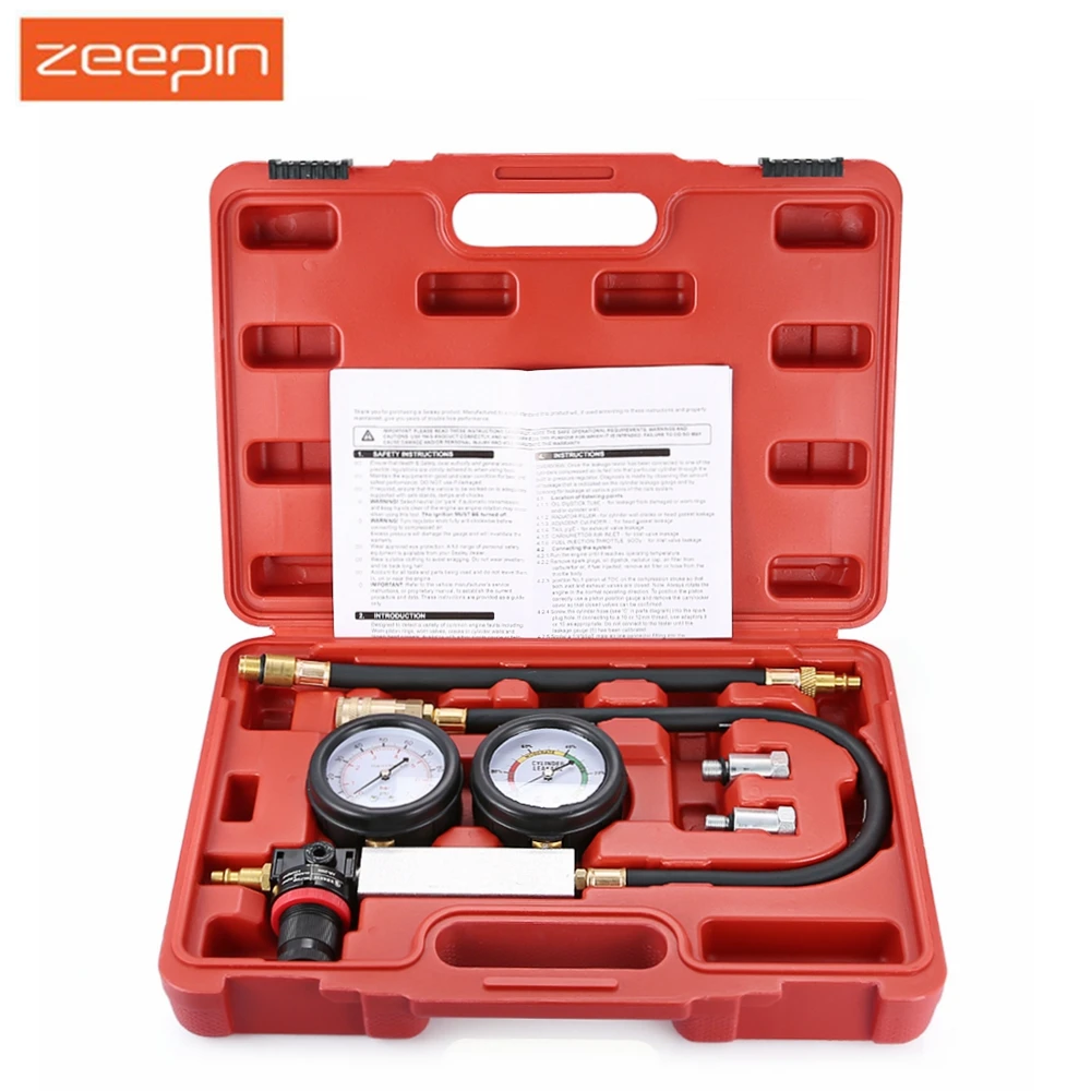 Car Cylinder Leakage Tester Meter Kit Pressure Gauge Auto Inspection