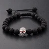 DOUVEI New White CZ Skeleton Black Natural Lava Stone Beads Bracelet 3 Colors Men Rope Chain Bracelet Homme For Women ABL001 ► Photo 3/6