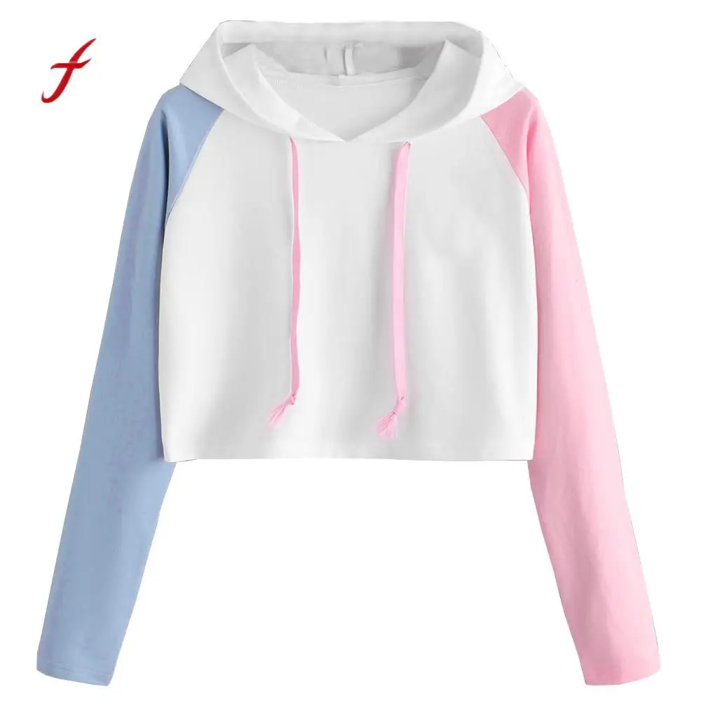 Feitong Sexy Crop Top Hoodie Women Harajuku Sweatshirt