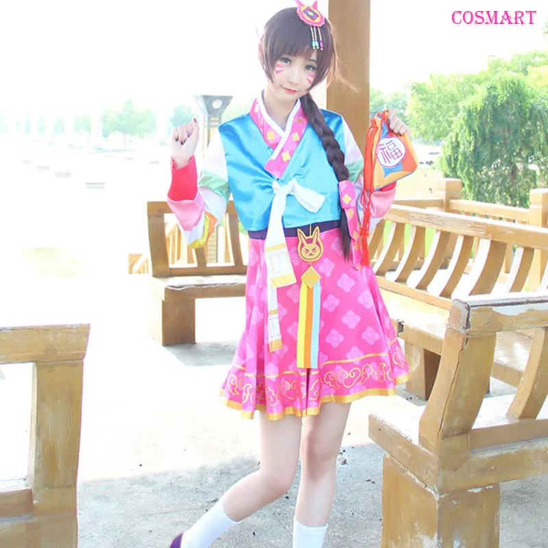 [В наличии] Новогодняя кожаная Версия игры OW D.VA платье Hanbok + аксессуары косплей