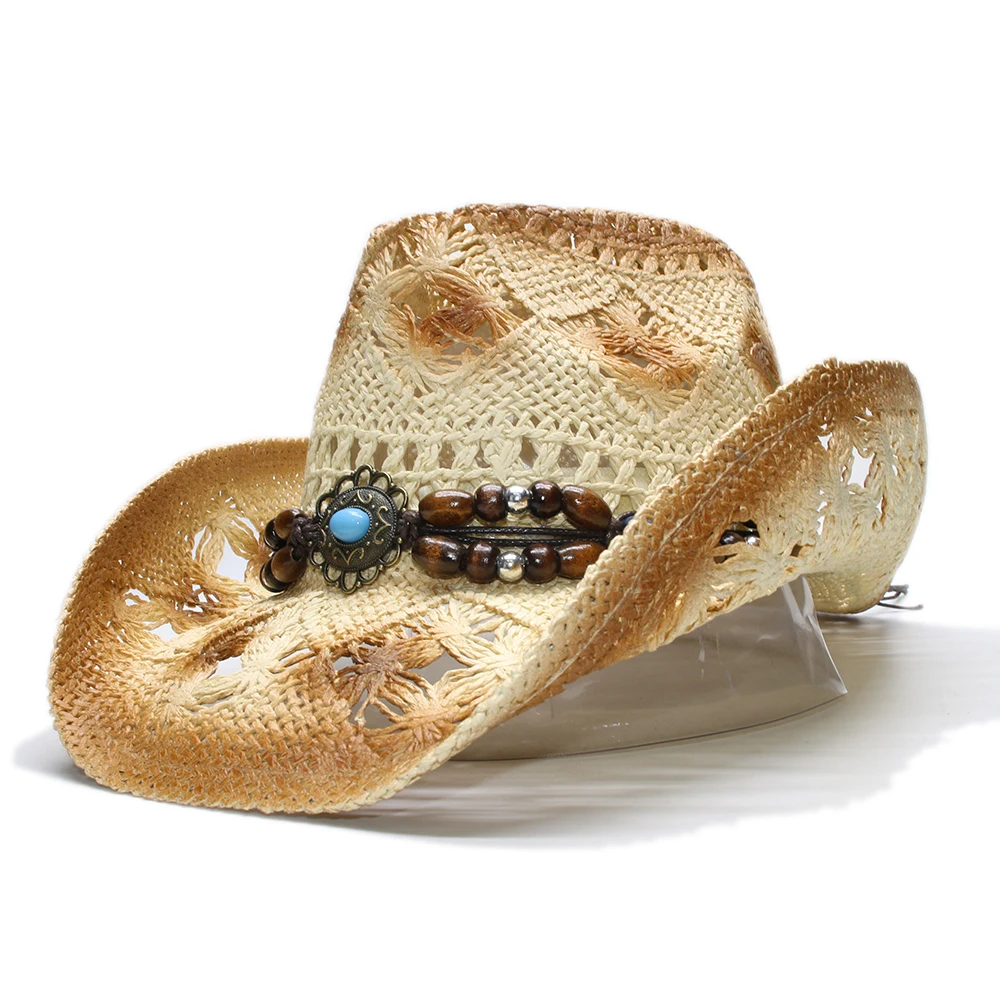 womens straw cowboy sun hat