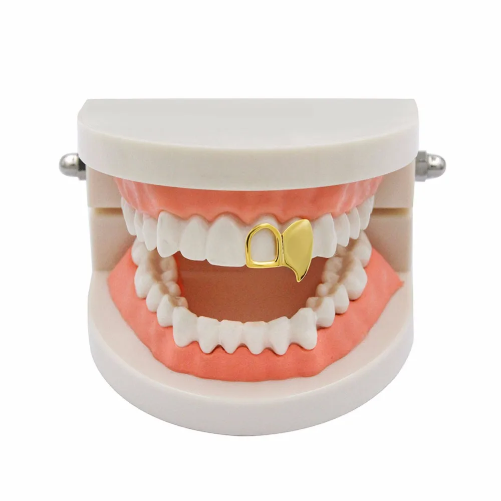 

New Custom Gold Silver Color Small Double Tooth Cap Grillz Hip Hop Teeth Grill
