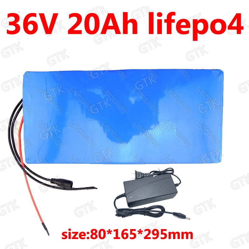 GTK 36V 20AH Lifepo4 battery with BMS 12s for 1000W 750W electric tricycle bicycle UPS E-moped bike scooter go cart +3A Charger |