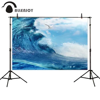 

Allenjoy photography background summer holiday blue sea wave seagull photographic backdrop for photo studio photocall decor