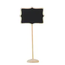 10Pcs Wood Floral Border Mini Blackboard Stand Wedding Lolly Party Wooden Tag Black Board Chalkboard for Party Office School