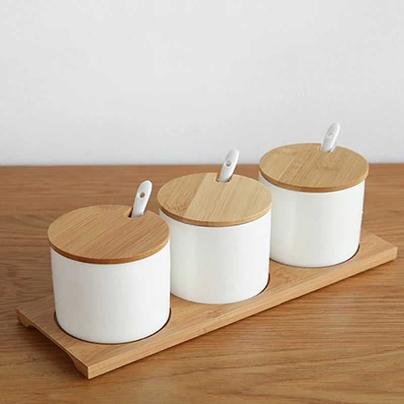 Лучшая простая жизнь креативные керамические кухонные контейнеры для продуктов Органайзер баночки для специй сахарница контейнер для специй Кухонный Контейнер для хранения