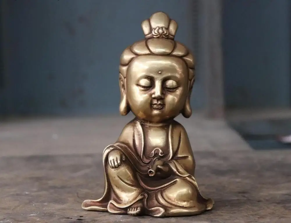 

Tibetan Brass Copper Tongzi Kwan-Yin GuanYin Bodhisattva Goddess Buddha Statue