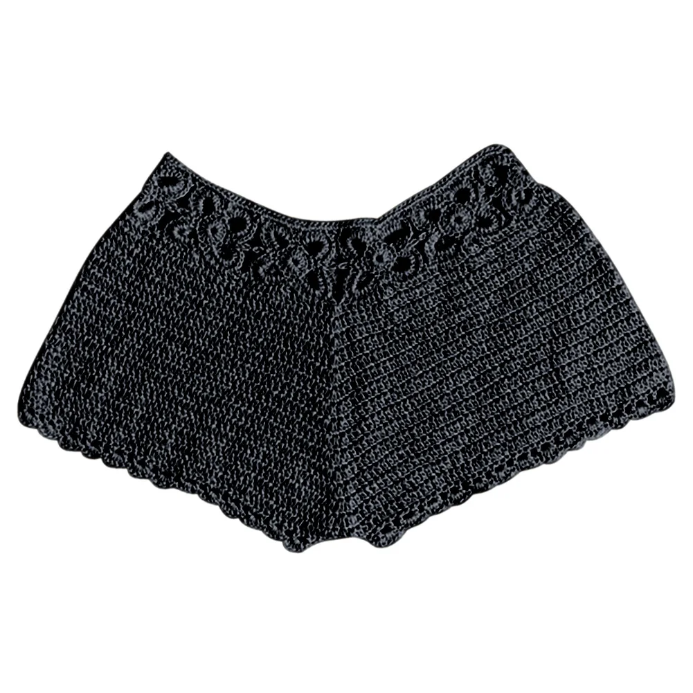 Women Hollow Shorts Knitting Slim Breathable Solid Color for Summer Beach Party NGD88 - Цвет: Черный