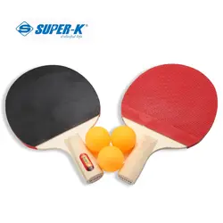 SUPER-K Настольный комплект теннисных ракеток спортивный школьный клуб ракетка Спортивная ракетка для Пинг-Понга Летучая мышь с 3 шариками