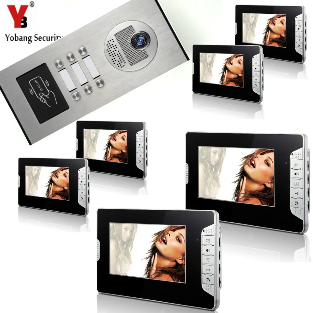 

YobangSecurity Apartment Doorbell 7 Inch HD Video Phone Doorbell RFID Access Camera Video Intercom System 1 Camea 6 Monitor .
