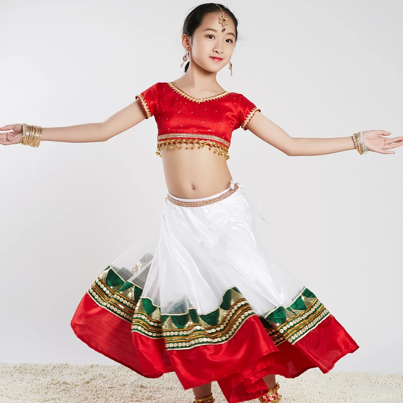 新インド舞踊服女の子のベリーダンス衣装ボリウッドのダンスパフォーマンス衣装子供オリエンタルダンス衣装DQL932