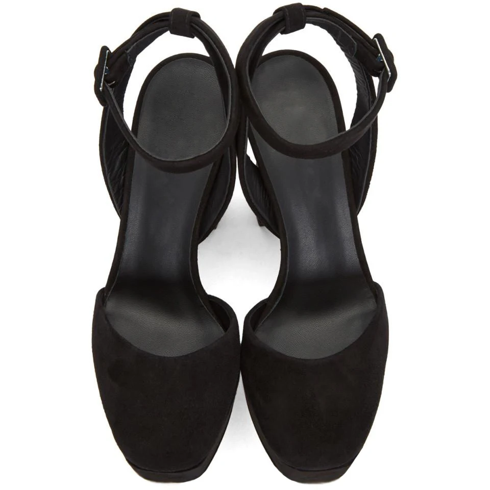 Arden Furtado/ г.; Летние босоножки на высоком каблуке и платформе, не сужающемся книзу массивном каблуке 12 см; черные замшевые туфли с закрытым носком и ремешком на щиколотке; большие размеры 45