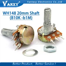 10pcs WH148 20mm Shaft Amplifier Dual Stereo Potentiometer B1K B2K B5K B10K B20K B50K B100K B500K 3Pin 1K 2K 5K 10K 50K 100K