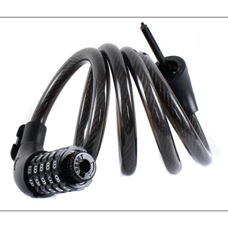 Bike Lock 5 Digit Code Combination Bicycle Security Lock 1200 mm x 12 mm Steel Cable Spiral Bike Cycling Bicycle Lock