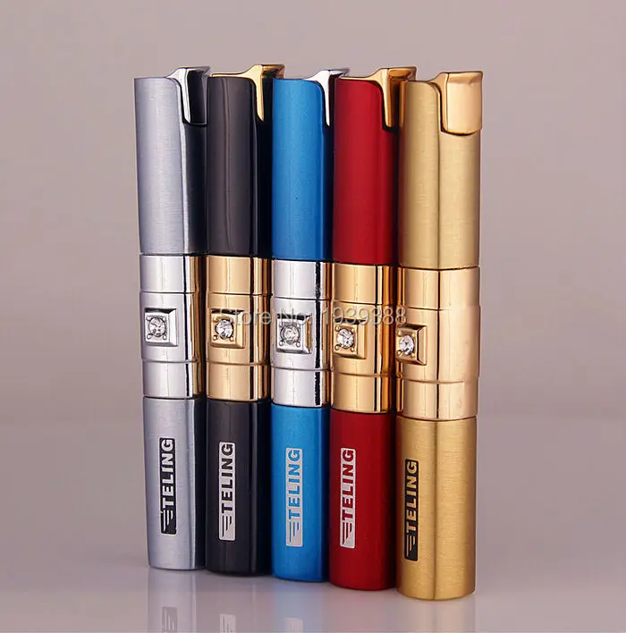 

100pcs/lot Creative lighter lady strip drill fire lighter candy color lighter random colors can be put into the cigarette case
