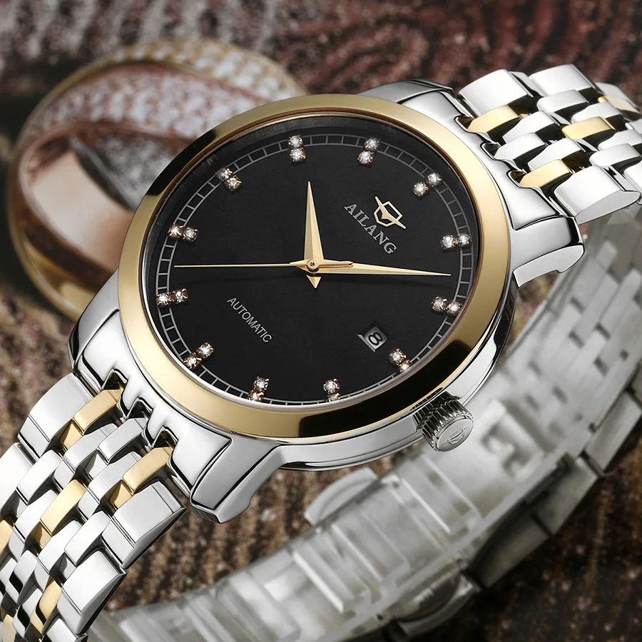 

Fashion Businessmen Elegant Full Steel Watches Automatic Self Wind Calendar Clock Business Crystals Dress Relojes Saphir NW3304