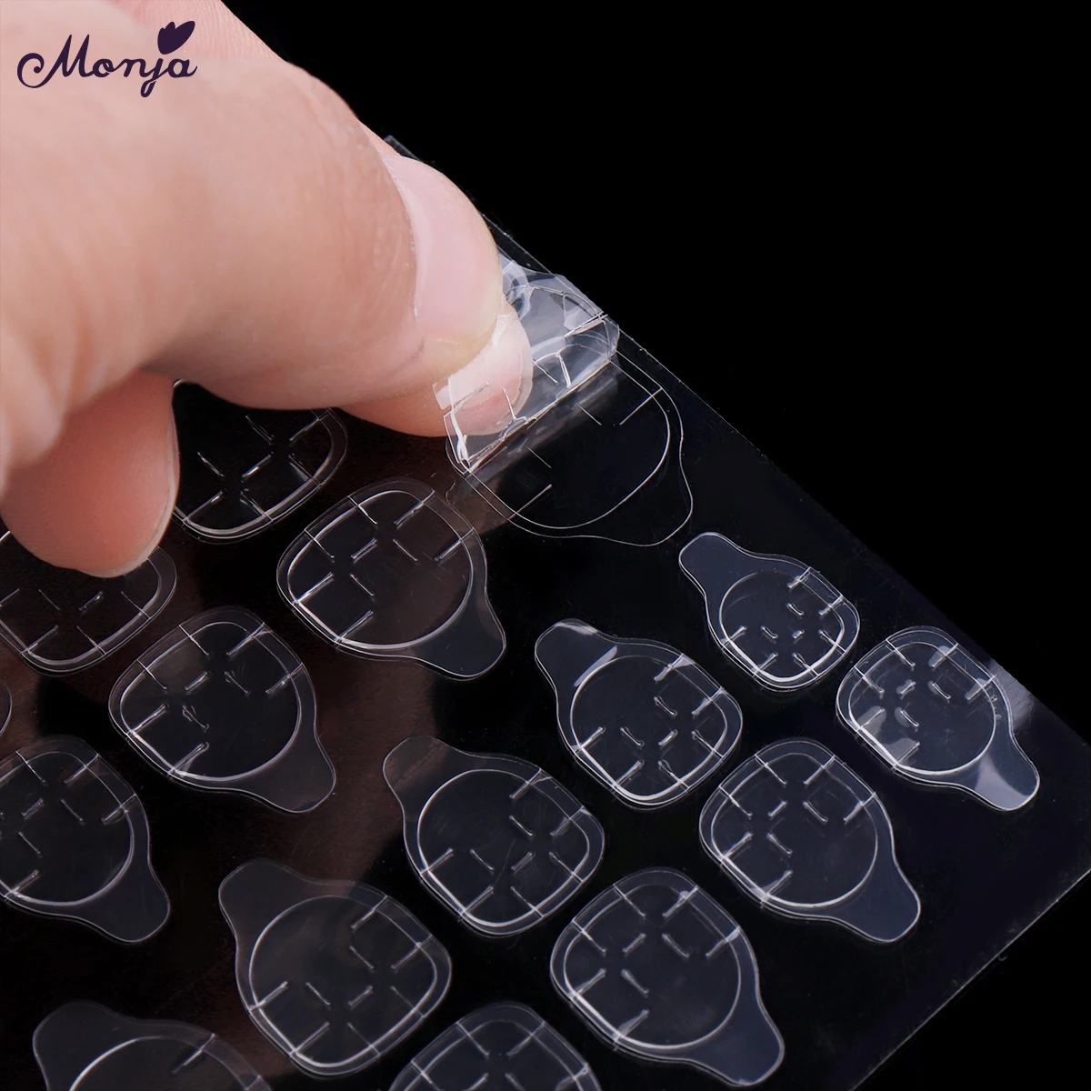 Monja дизайн ногтей Гибкие прозрачные двухсторонние клейкие наклейки с лентами пальцев для накладных ногтей типсы аксессуары