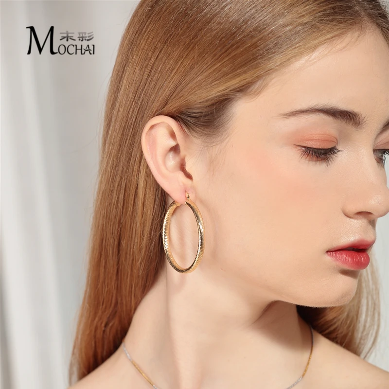 Стильные круглые серьги-кольца для женщин Bijoux простой стиль ювелирные аксессуары золотой цвет серьги Oorbellen 50 мм ZK40