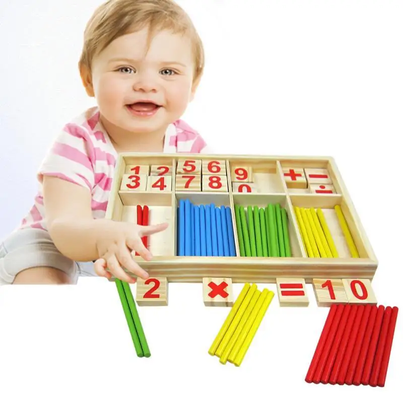 New Baby Wooden Blocks Montessori Educational Toys Mathematical Intelligence Stick Building
