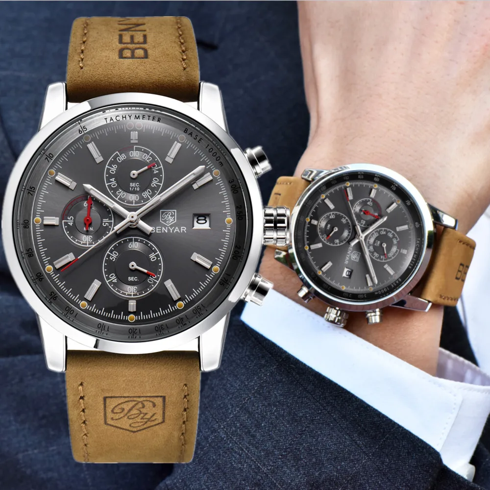 

BENYAR Top Brand Luxury Sport Mens Watches Chronograph Waterproof Quartz Watch Relogio Masculino Zegarek Meski Dropshipping