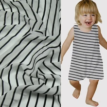 

Silk Crepe DE chine fabric White and black stripe print geometric design,SCDC806