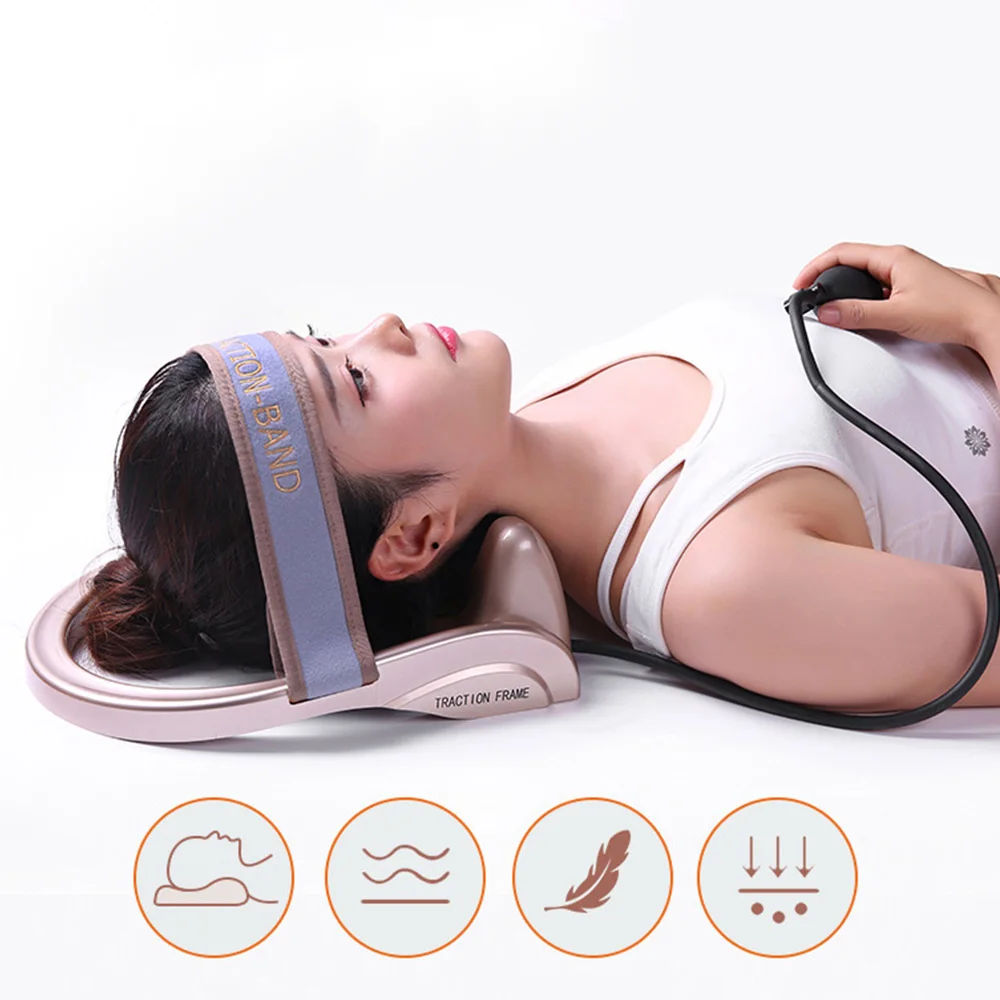  Manual Portable Pneumatic Neck Traction Pillow Cervical Vertebra Tractor Inflatable Traction Tools 