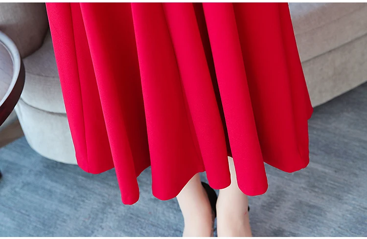 9779 Women Dresses Evening Party Autumn Winter Women Dress Long Sleeve Plus Size V-neck Red Black Office Maxi Dress Elegant 2018 12