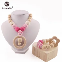 Let's Make Baby Teether 1set/2pc Nursing Necklace Flower Wood Ring Smooth Crochet Beads Food Grade Wooden Teether Teething Toys Let's Make Baby Teether 1set/2pc Nursing Necklace Flower Wood Ring Smooth Crochet Beads Food Grade Wooden Teether Teething Toys