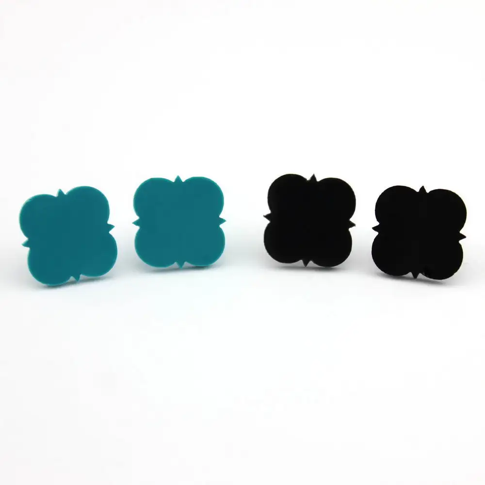 Monogram Jewelry 16mm Post Earrings Mint Acrylic Clover Disc Blank Monogram Jewelry 16mm Post Earrings Mint Acrylic Clover Disc Blank Stud For Women Round In From