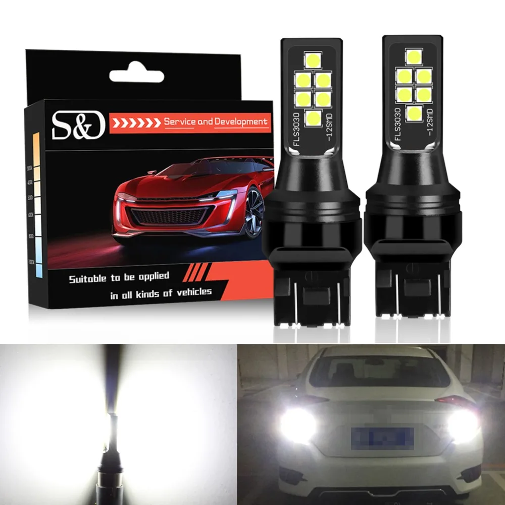 

2pcs T20 LED 7440 7443 SRCK W21W W21/5W WY21W LED Bulbs Car Reverse Brake Tail Lights White Red Amber Auto Lamp 12V 24V