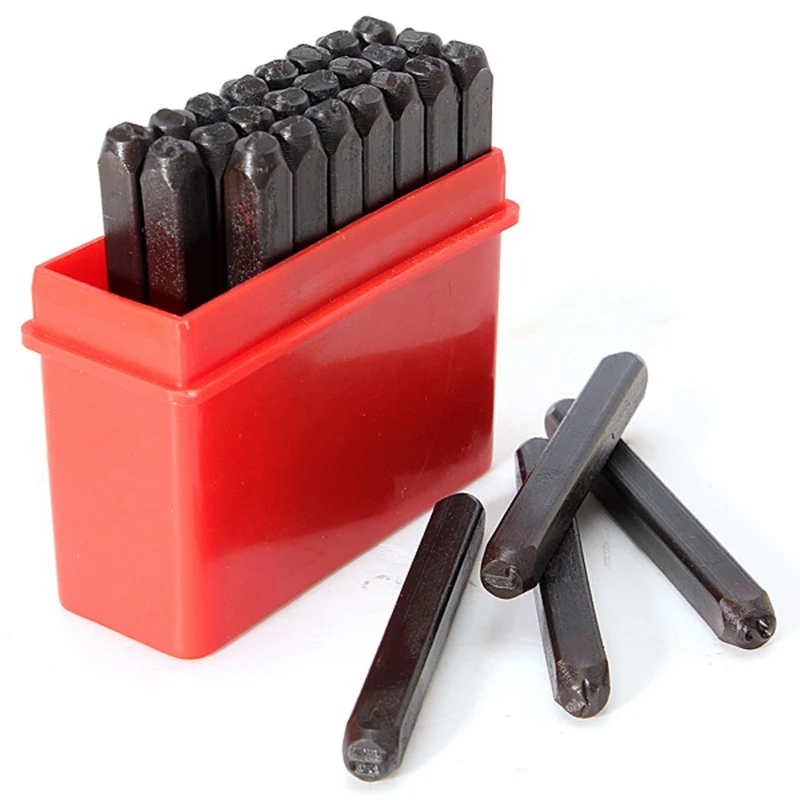 

KiWarm Excellent 27pcs 4/5mm Letters Steel Punch Stamp Die Set Leather Craft Metal Tool with Case Leathercraft Staming Tool sets
