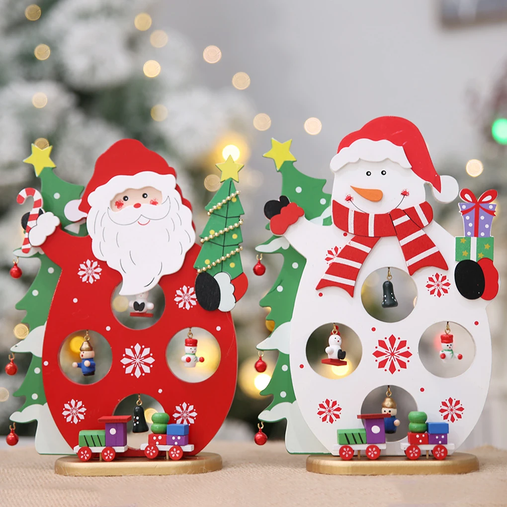 

Wooden Desk Calendar Small Mini Xmas Christmas Snowman Reindeer Santa Craft Board Decoration Home Office Ornament Gift Gadget