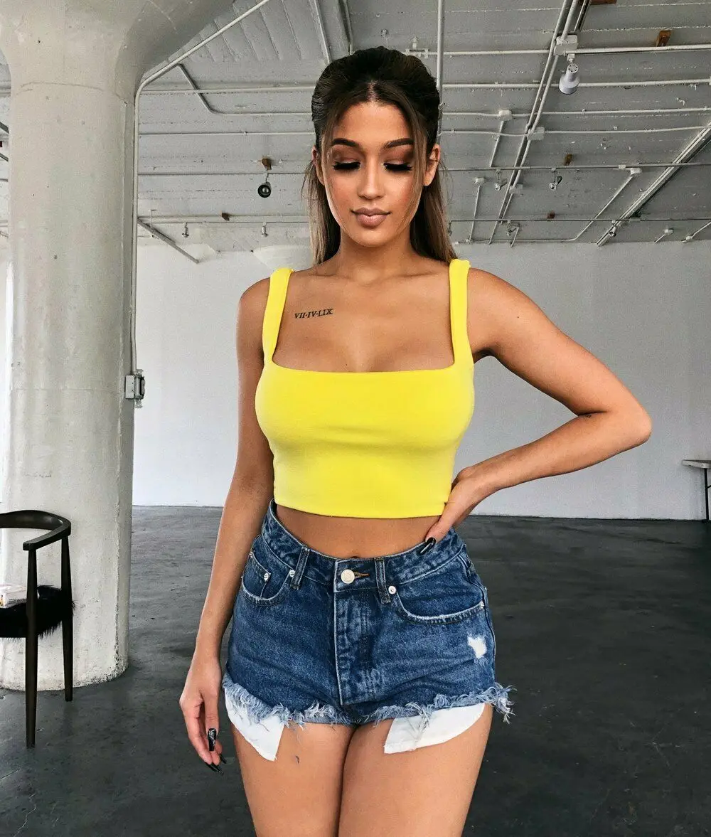 Camisole короткий топ для женщин Модный с открытыми плечами эластичный Топ без