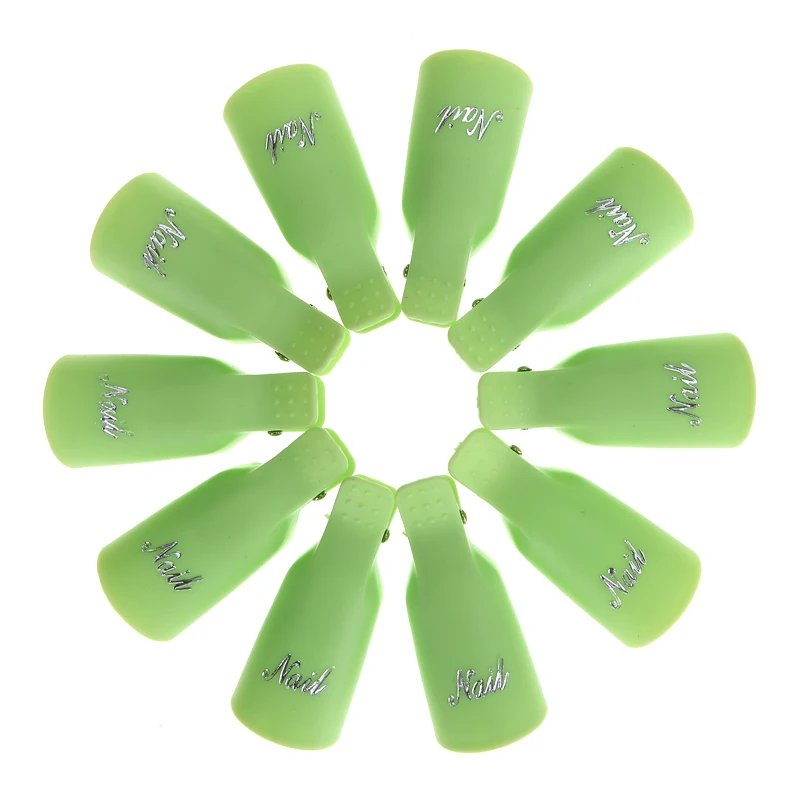 Monja 10 шт./лот Гель-лак для нейл-арта для удаления замачивания колпачка восстанавливаемый обезжириватель для пальцев очиститель для снятия замачивания клипа для маникюра и педикюра - Цвет: Green