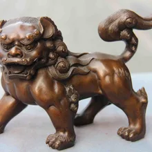 Bi001534 Chinse Королевский Медь Бронза Фэн-Шуй Лаки Foo Dog Лев Зверь Кирин Kylin Килин