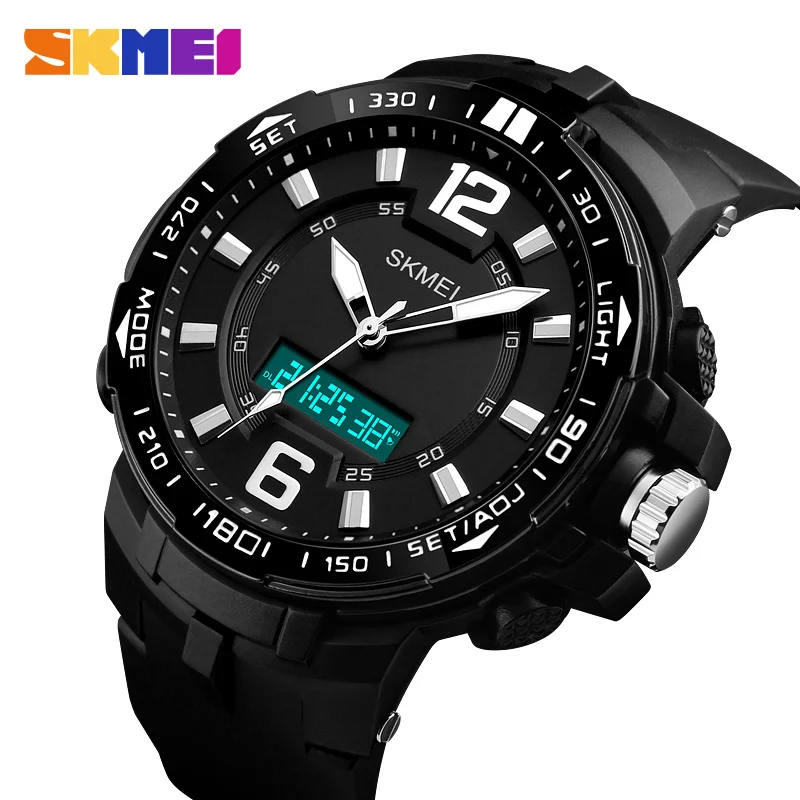 

SKMEI Big Dial Men Sports Watches Waterproof Chronograph Outdoor Watch Alarm Dual Display Wristwatches Relogio Masculino 1273