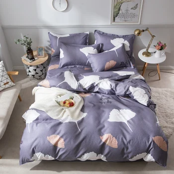 

Nordic Style Bedding Set Leaf Pattern Duvet Cover Set bed Flat Sheet Pillowcase twin queen full king Bedclothes Bed Linen Set