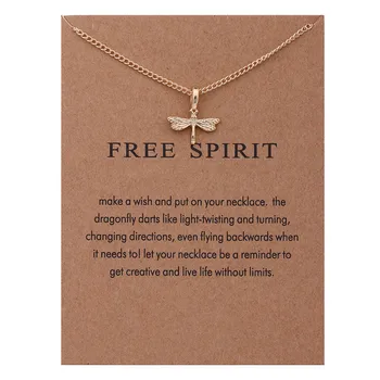 

Fashion Message Card Horse Circle Lotus Necklace Animal Free Spirit Dragonfly Necklaces Pendant for Women Jewelry Best Gifts