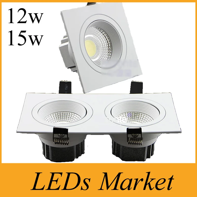 

Anti-dizziness Led Downlights Dimmable 12w 15w White shell Square Led Fixture Ceiling Spot Lights Lamp AC85-265V 60angle UL CE