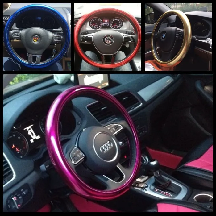

Fashion Plating Leather Car Steering Wheel Covers for Men And Women Electroplating Universal Steering Car Styling Accessories