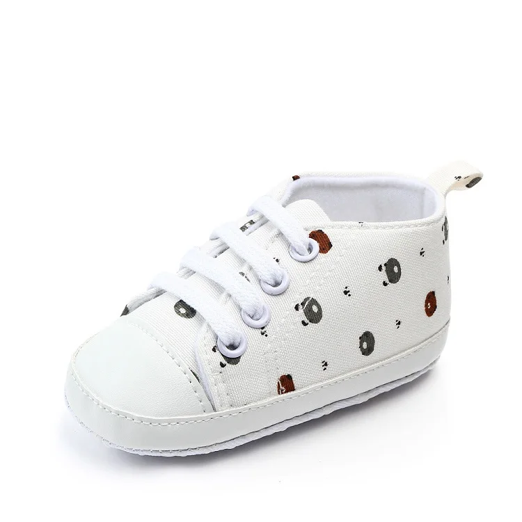 AiKway Baby Shoes First Walkers Boy Girl Canvas Newborn Baby Casual Shoes Soft Bottom Crown Infant Toddler Shoes - Цвет: White bear