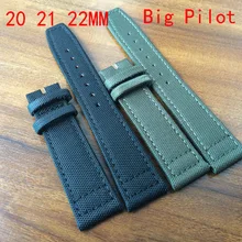 20 MM 21 MM 22 MM Negro Verde Del Ejército Lona de Nylon Correa de Reloj Con El logotipo de IW, Retro Hombres Correas de Reloj Para El Reloj Big Pilot Sin Hebilla