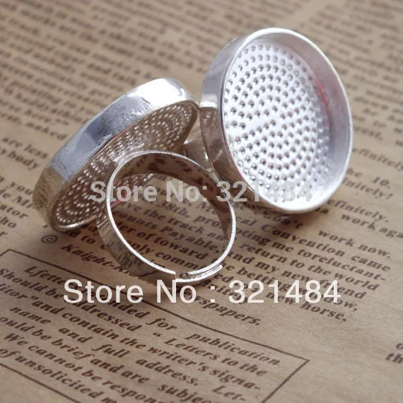 

50pcs Silver Plated adjustable with 25mm blank ring base
