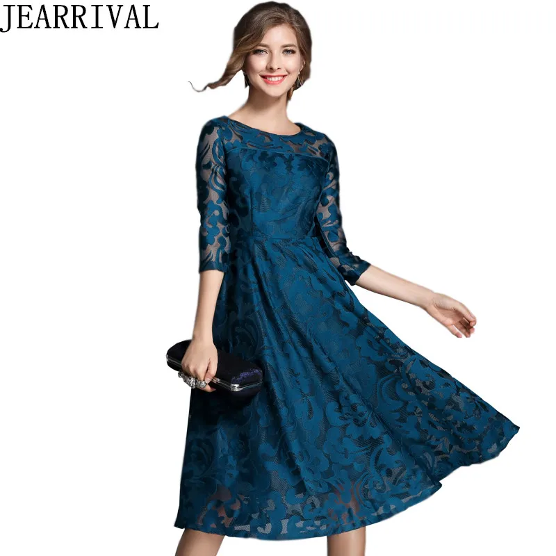 2018 New Fashion Spring font b Dress b font Elegant Women Elegant O Neck Hollow Out