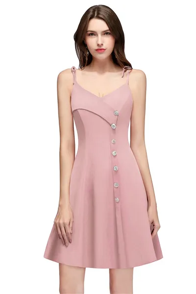 Элегантное розовое бордовое Короткое Платье Для подружки невесты с открытыми плечами без рукавов свадебное платье vestido madrinha - Цвет: 989 Pink